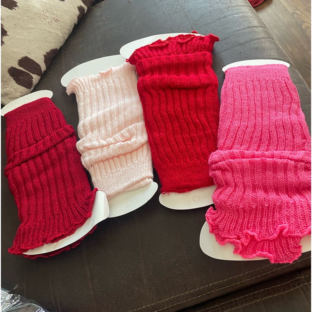 4pairs Girls Knitted Ribbed Leg Warmers